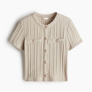 Brand New H&M Beige Cable Knit Button-Up Shirt